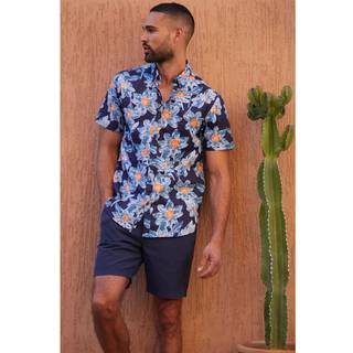 Threadbare Threadbare Blue Print Short Sleeve Shirt