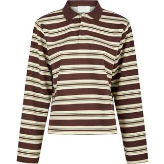 Mala Stripe Polo Bluse, Brown, 42
