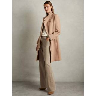 Reiss Reiss Light Camel Maude Wool Blend Longline Double Breasted Coat