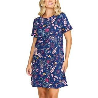 Damella Cotton Short Sleeve Nightdress - Blue Pattern - Small