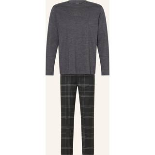 Calvin Klein Flannel Sleep Long Sleeve Pant Set - Grey/Black - Large