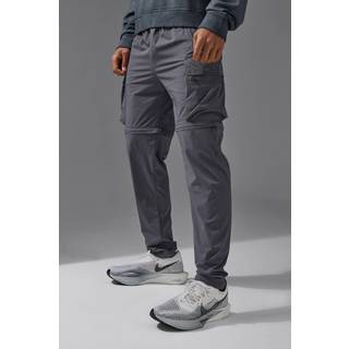 Mens Charcoal Man Active Cargo Zip Off Tapered Jogger