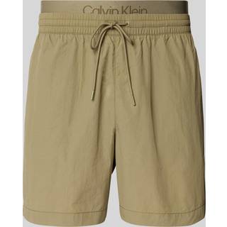 Double Waistband Swim Shorts - CK Monogram - Green - XXL