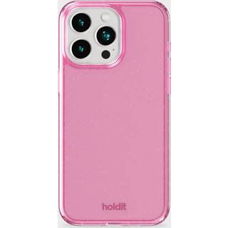 iPhone 15 Pro Holdit Glitter Mobil Cover - Lyserød