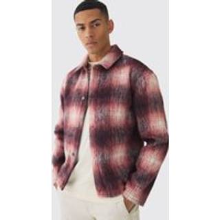 Mens Red Brushed Check Overshirt