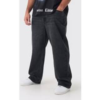 Mens Washed Black Plus Relaxed Rigid Jeans