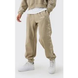 Mens Taupe Oversized Paisley Border Printed Jogger