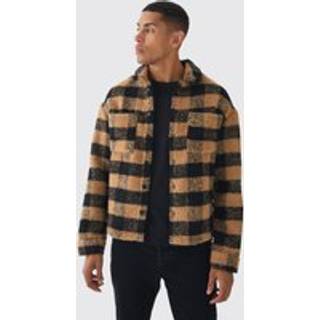 Mens Camel Regular Brushed Check Overshirt