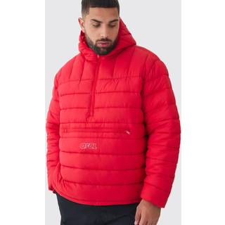 Mens Plus Ofcl Half Zip Hooded Puffer Jacket In Red