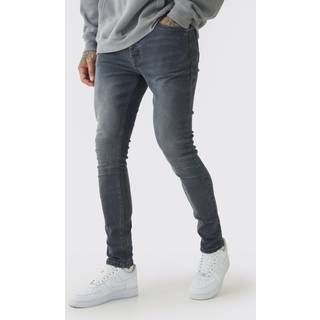 Mens Mid Grey Tall Super Skinny Stretch Jeans