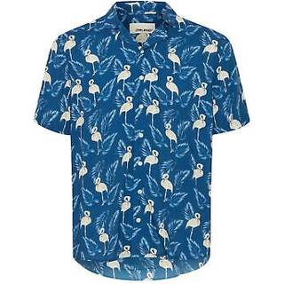 Blend Herre Kortærmet skjorte Plus Size - Navy Peony - 5XL