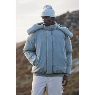 Mens Tall Man Extreme Heavy Padded Hooded Puffer Coat In Dusty Blue