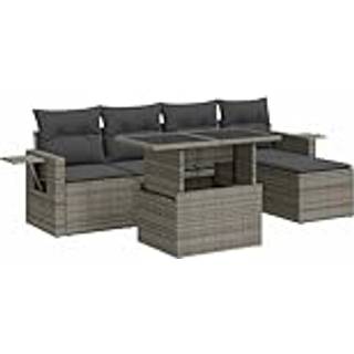 Sofasæt Til Haven 6 Dele Med Hynder Polyrattan - Grå / med opbevaring