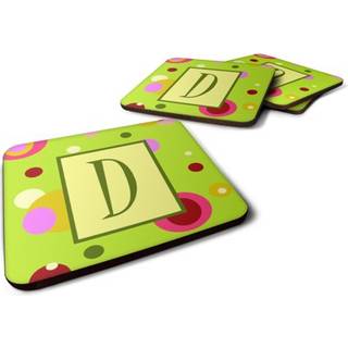 """" Caroline's Treasures CJ1010-DFC Monogram-Green Foam Coasters (Sæt med 4) indledende bogstav D 3.5 """" ""H X 3,5"" """" W Multicolor """"