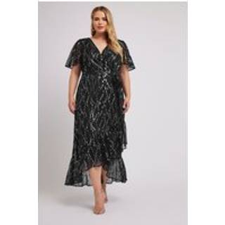 Yours Curve London Metallisk Dobby Flæsekant Wrap KjoleEU 42 (UK 14)