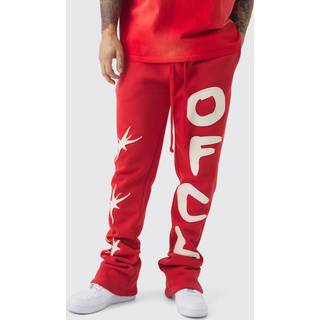 Mens Red Slim Stacked Star Ofcl Applique Jogger