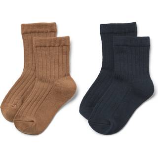 Wheat Navy Mix Strømper Vilde Uld (2-pak)