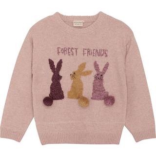Minymo Kaninprint Strikket Sweater Pale Mauve 116 cm  Lyserød  116 cm  kvinde