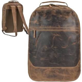 Greenburry Rucksack Leder 34x48x16cm Overnighter Reiserucksack "Vintage" antikbraun, Weekender für Damen und Herren