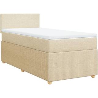 kontinentalseng med madras 90x190 cm stof cremefarvet