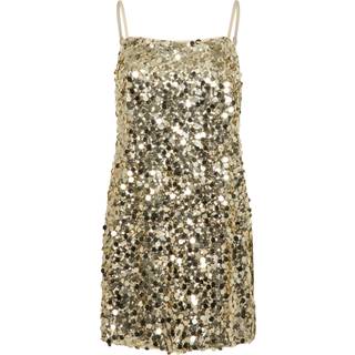 Pieces - Pcdisco Mini Strap Dress - Kjoler til hende - Gold/seguins - XS