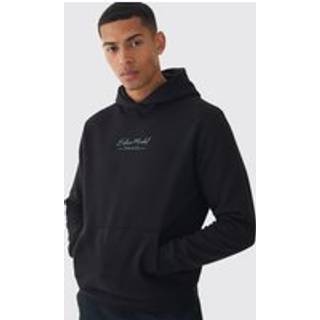Mens Black Regular Fit Portugal Embroidered Hoodie