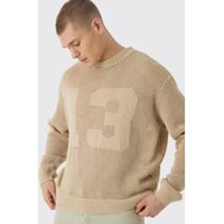 Mens Stone Oversized Open Stitch Homme 13 Knitted Jumper