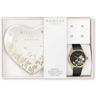 Radley RY21792A-TKH-SET Black Strap Watch, Earrings And Trinket Tray - W51487