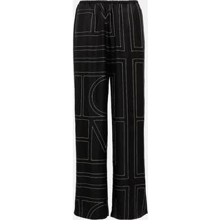 Toteme Logo wide-leg silk pants - black - XXXS