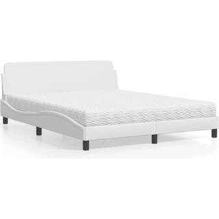 Seng Med Madras Kunstlæder - Hvid / 160 x 200 cm
