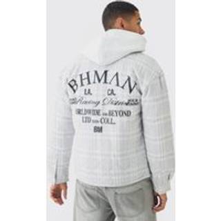 Mens Ecru Zip Through Checked Quilted Overshirt