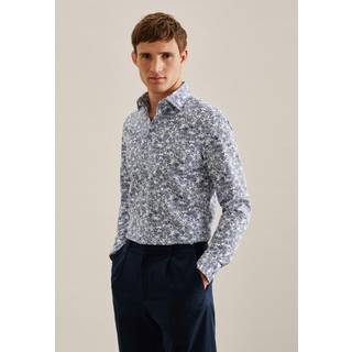 Seidensticker Herren Hemd blau geblümt Slim Fit