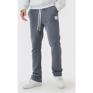Mens Charcoal Slim Fit Flare Stacked Woven Tab Gusset Jogger