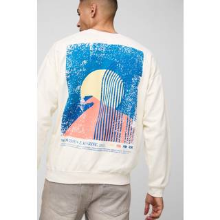 Mens Ecru Regular Fit Sunrise Graphic Washed Sweatshirt
