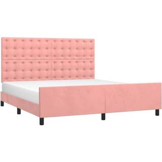 sengeramme med sengegavl 180x200 cm fløjl pink