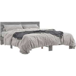 Sengeramme Konstrueret Træ Og Metal - Grå sonoma-eg / 150 x 200 cm