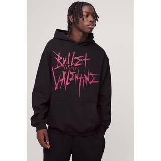 Mens Black Oversized Bullet for my Valentine License Print Hoodie