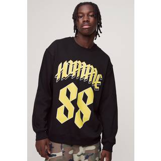 Mens Black Oversized Varsity Homme 88 Graphic Sweatshirt