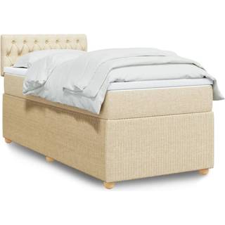 kontinentalseng med madras 90x190 cm stof cremefarvet