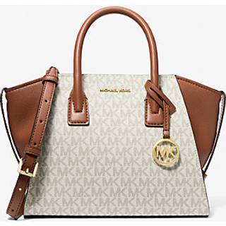 MK Avril Small Logo and Leather Satchel - Natural - Michael Kors - ONE SIZE