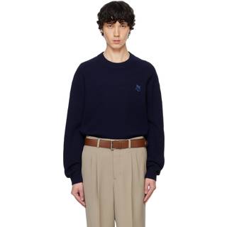 Maison Kitsune Fox Head Knit Jumper Navy