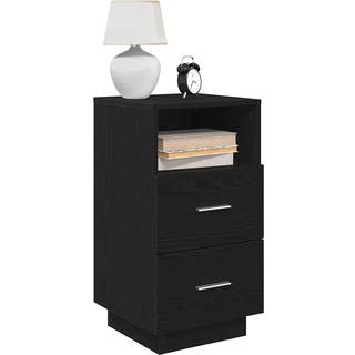 sengebord med 2 skuffer 36x36x68 cm sort