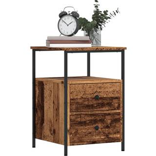 sengeborde 2 stk. 34x35,5x50 cm konstrueret træ antikt trælook