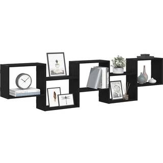 Vægreol Med 5 Rum Konstrueret Træ - Sort