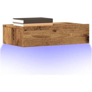 tv-bord med LED-lys 60x35x15,5 cm antikt træ