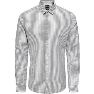 ONLY & SONS Caiden LS Stripe Linen Shirt Dark Navy