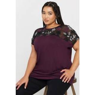 Yours Curve Yours Curve Purple Embellished 3/4 Sleeve Top