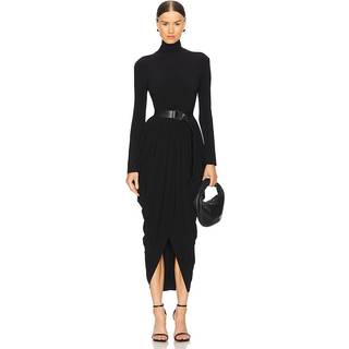 Norma Kamali Draped turtleneck midi dress - black - M