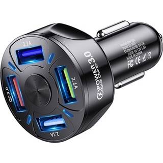 QC3.0 Hurtig Biloplader BK-358 - 4 x USB - Sort
