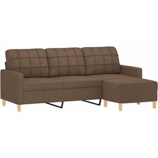 3-personers sofa med fodskammel 180 cm stof Brun